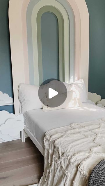 Anne Marie Williams | DIY & Design on Instagram: "3D Rainbow & Cloud Headboard blog post is up and linked in profile!  #kidsroomdecor #kidsroomdesign #rainbowrooms #rainbowheadboard #bedroomkids #bedroomdesignideas" Diy Rainbow Headboard, Cloud Headboard, Rainbow Rooms, Rainbow Headboard, 3d Rainbow, Transitional Home, Kids Headboard, Bed Headboard, Rainbow Cloud