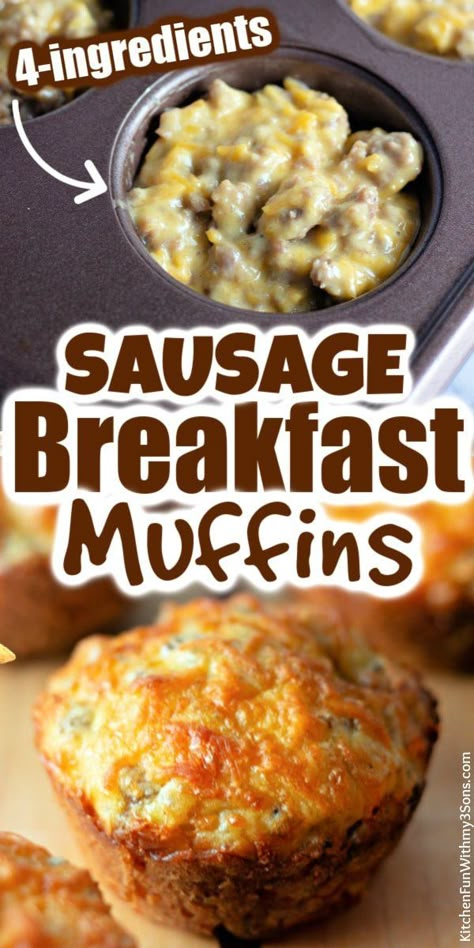 Sausage Breakfast Muffins are made with only 4 simple ingredients and make the perf… in 2022 | Breakfast recipes casserole, Breakfast brunch recipes, Breakfast recipes easy Sausage Breakfast Muffins, Muffin Breakfast, Sausage Muffins, Breakfast Muffin, Cheese Breakfast, Bisquick Recipes, Breakfast Casserole Easy, Breakfast Bites, Cheese Sausage