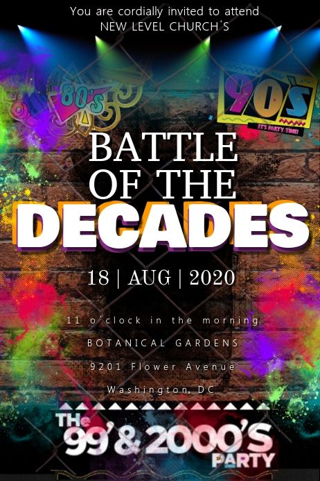 Battle of the Decades Decades Dance Theme, Dancing Through The Decades Theme, Dancing Thru The Decades Theme Parties, Decades Dance Decorations, Decades Party Invitations, Through The Decades Party Invitation, Retro Theme Party, Decades Party, Halloween Promotions