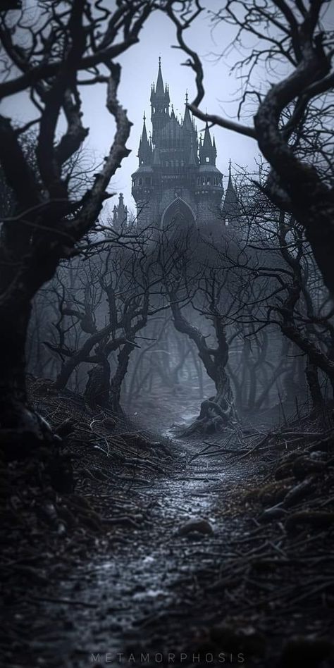 Creepy Fantasy Forest, Spooky Wallpapers, Deserted Places, Vampire Castle, Dark Atmosphere, Spooky Castles, Dark Castle, Gothic Castle, Haunted Forest