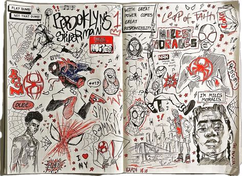 Miles Morales Sketchbook Spiderman Page Sketchbook, Miles Morales Sketchbook Ideas, Spiderman Scrapbook Ideas, Miles Morales Spiderman Sketch, Spider Man Sketchbook Page, Miles Morales Sketchbook Pages, Spiderman Sketchbook Page, Spider Man Sketchbook, Miles Morales Spiderman Drawing