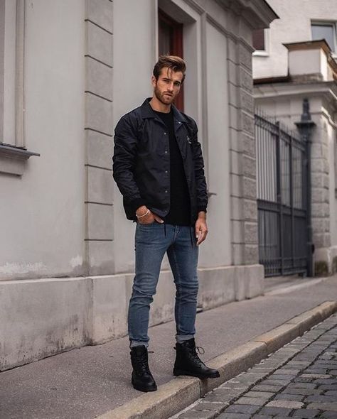 Black Combat Boots Outfit Men, Black Boots Outfit Men, Black Boots Men Outfit, Combat Boots Outfit Men, Leather Boots Outfit, Outfit Botas, Boots Men Outfit, Boots Outfit Men, Black Boots Outfit