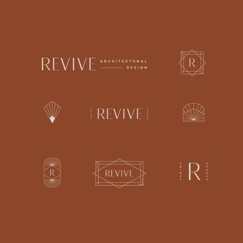 Revive Logo Design, Architectural Portfolio, Business And Advertising, Logo Variations, Brand Inspiration Board, Logo Design Feminine, Custom Furniture Design, Logo And Identity, Web Design Projects