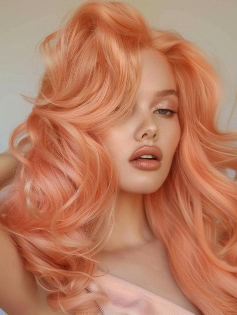 Fresh and Vibrant Peach Hair Color Ideas for All Hair Types Pink And Peach Hair, Light Peach Hair, Apricot Hair Color, Peachy Hair Color, Apricot Blonde, Peach Pink Hair, Coral Hair Color, Peachy Pink Hair, Peach Hair Dye