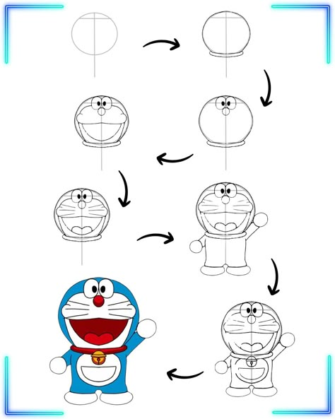 Cute Doraemon drawing Dorimon Drawing Pencil, How To Draw Doraemon, Doraemon Drawing Pencil, Cute Doraemon Drawing, Doremon Drawing Cute, Drawing Of Doraemon, Doraemon Drawing Easy, Doraemon Sketch, Easy Cartoon Drawings Step By Step