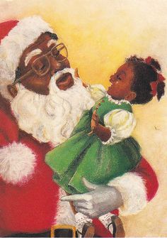 Is That The Black Santa Claus? | Christmas from Jet Magazine! | 3CHICSPOLITICO Santa Wallpaper, Black Christmas Cards, Black Santa, Black Christmas, Vintage Christmas Cards, African American Art, Father Christmas, Christmas In July, Christmas Images