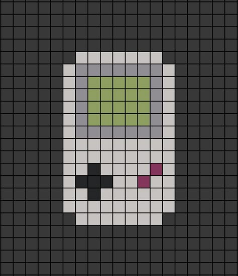 A pixel art template of the Game Boy hand-held, portable console.

Works with perler beads. Perler Bead Video Game Controllers, Pixel Art Pattern Video Games, Video Game Pixel Art Grid, 16x16 Pixel Art Grid, Gameboy Pixel Art, Simple Pixel Art Patterns, Nintendo Pixel Art, Pixel Art Video Games, Pixel Controller