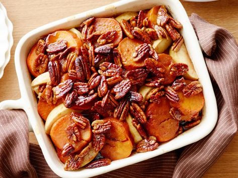 Whiskey-Glazed Sweet Potatoes Recipe | Guy Fieri | Food Network Guy Fieri Recipes, Good Sweet Potato Recipe, Whiskey Glaze, Sweet Potato Side Dish, Sweet Potato Sides, Glazed Sweet Potatoes, Sweet Potato Recipes Healthy, Sweet Potato And Apple, Guy Fieri