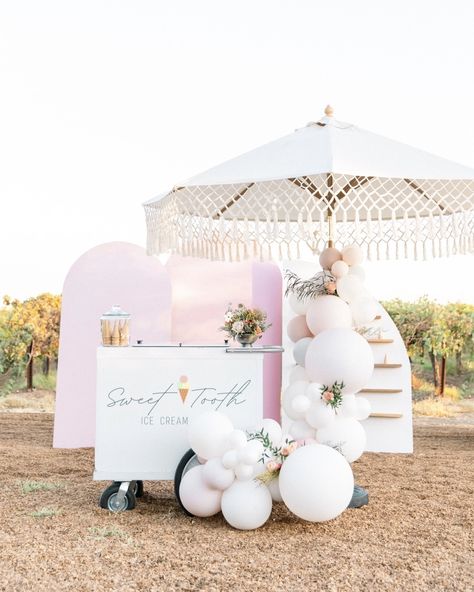 Trolly Design Ideas, Wedding Ice Cream Bar, Vendor Stand, Flower Booth, Cotton Candy Business, Cotton Candy Cart, Party Rental Ideas, Cotton Candy Party, Candy Business