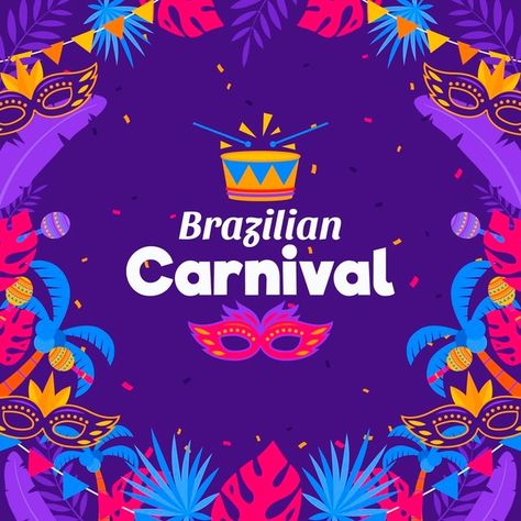 Carnaval Design, Flat Design Poster, Well Paper, Carnival Design, Carnival Dancers, Brazilian Carnival, Brazil Carnival, Carnival Posters, Rio Carnival