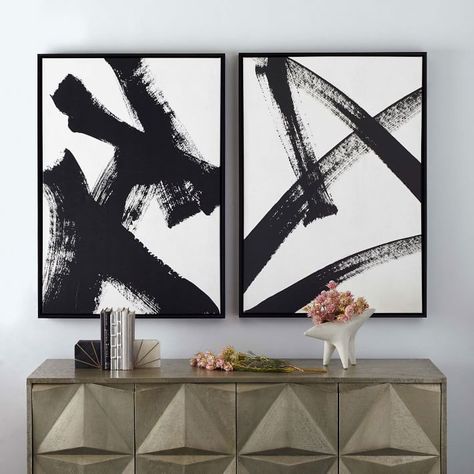 White Paintings, Banksy Graffiti, Black And White Wall Art, Mirror Wall Art, Contemporary Wall Art, Black And White Abstract, Key Details, Pics Art, West Elm