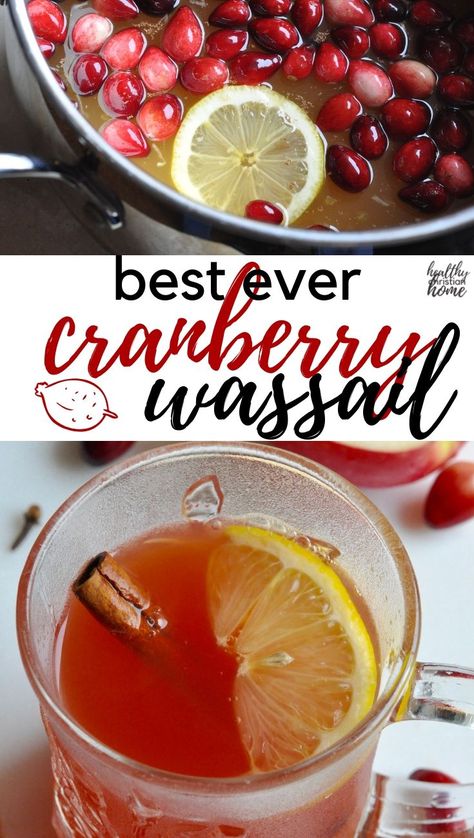 The BEST cranberry wassail recipe with apple, citrus, spices, & tangy cranberry! It's also healthy - non alcoholic & sugar free. Holiday cheer in a cup! #wassail #cranberry #sugarfree #holidayrecipe Wassail Recipe With Cranberry Juice, Cranberry Wassail, Wassail Recipe Crockpot, Traditional Wassail Recipe, Wassil Recipe, Recipe With Apple, Wassail Recipe, Coming Soon Landing Page, Cranberry Drinks