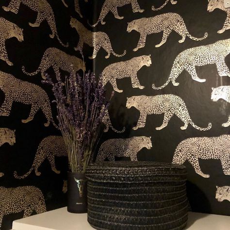 #kwantuminhuis @maisonmolenaar Skin Background, Foyer Wallpaper, Bathroom Dark, Charcoal Colour, Animal Print Decor, Colourful Living Room Decor, Charcoal Wallpaper, Downstairs Loo, Downstairs Toilet