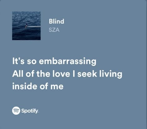 blind - sos by sza — spotify lyrics Blind Sza Spotify, Seek And Destroy Sza Lyrics, Blind Sza Lyrics, Pretty Little Birds Sza Lyrics, Sza Song Tattoo Ideas, Sza Lyrics Tattoo, Blue And Black Homescreen, Open Arms Sza Lyrics, Sza Lyrics Captions