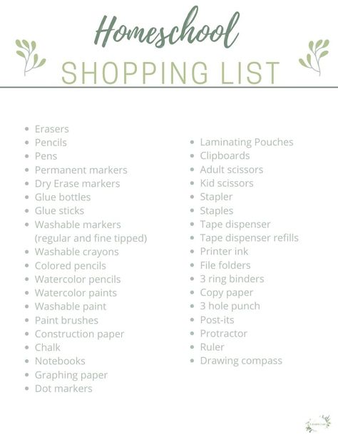 Homeschool Supply List, Homeschool Room Decor, Shopping List Printable, Homeschool Hacks, Homeschool Preschool Curriculum, Homeschool Field Trips, Free Homeschool Curriculum, Homeschool Lesson Plans, Printable Shopping List