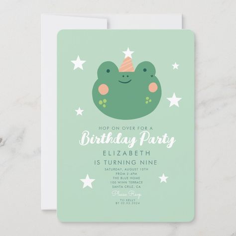 Hop on Over Frog Birthday Frog Birthday Invitations, Halsey Birthday, Frog First Birthday Party, Gorilla Birthday Party, Frog Themed Birthday Party, Frog Party Decorations, Frog Party Ideas, Toddler Birthday Party Themes, Cute Birthday Invitations