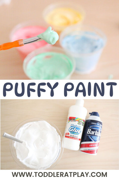 I’m sharing with you a super easy, inexpensive and fun 3-ingredient Puffy Paint Recipe! Puffy paint is all the rave right now. But seriously…it is so much fun! And I love this recipe especially because of how convenient it is. With only 3 ingredients and one step process, this super fluffy, 3D paint is incredibly doable. Any one can easily get this puffy paint ready in a matter of seconds. #puffypaint #diypaint #kidsactivities #kidsactivity #toddleractivity #preschoolactivities Puffy Paint Ideas, How To Make Fluffy Paint, Fluffy Paint, Puff Paint Recipe, Puff Paint Crafts, Fluffy Paint Recipe, Christmas Puffy Paint, Puffy Paint Recipe, How To Make Puff Paint