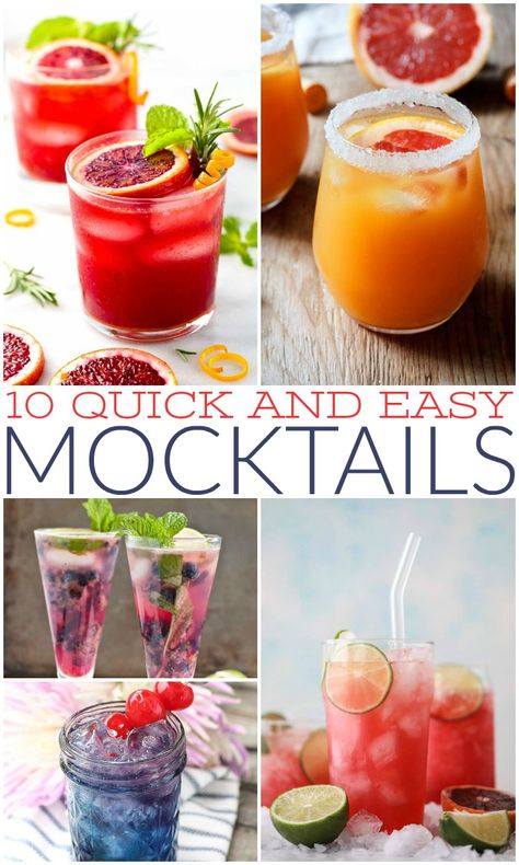 Mock Cocktails, Summer Mocktail Recipes, Summer Mocktail, Summer Mocktails, Easy Mocktails, Easy Mocktail Recipes, Easy Alcoholic Drinks, Virgin Drinks, Mocktail Drinks