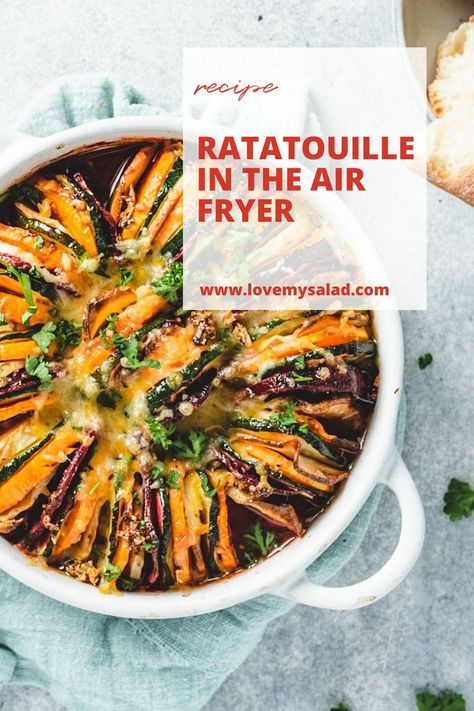 Air Fryer Ratatouille, Ratatouille Airfryer, Rattatouie Recipe, Airfryer Vegetables Recipes, Airfryer Recipes Vegetarian, Airfryer Vegetarian, Vegetarian Recipes Air Fryer, Air Fryer Vegetarian Recipes, Easy Air Fryer Meals