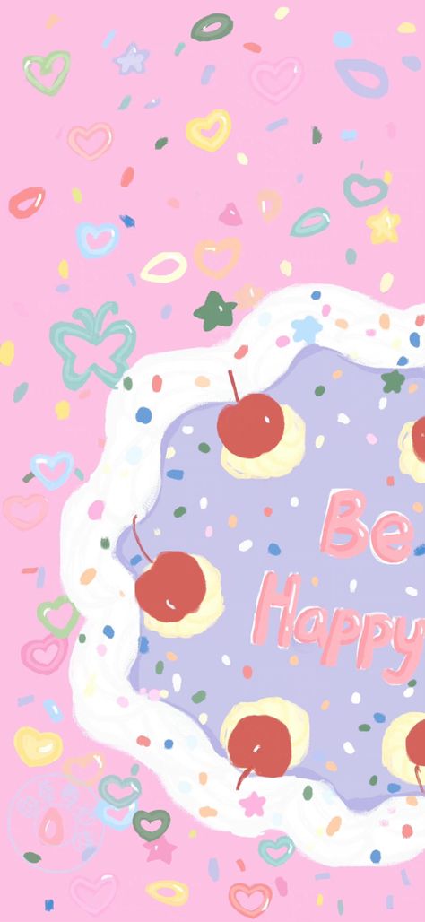 Cute Cake Wallpaper, Birthday Girl Wallpaper, Birthday Lockscreen, Birthday Phone Wallpaper, Birthday Cake Illustration, Cake Wallpaper, Cake Illustration, Pink Wallpapers, Wallpaper Homescreen