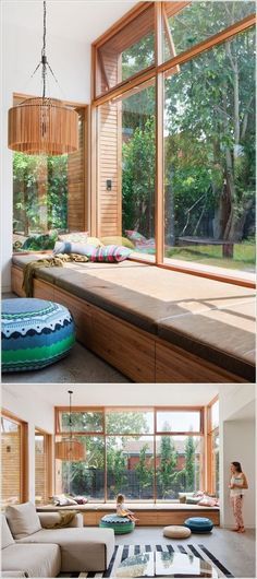 Australian Farmhouse, Floor Seating Living Room, Window Bench Seat, Bedroom Built Ins, Window Seat Design, Wide Window, Storage Bench Seating, Living Room Cushions, Large Bedrooms