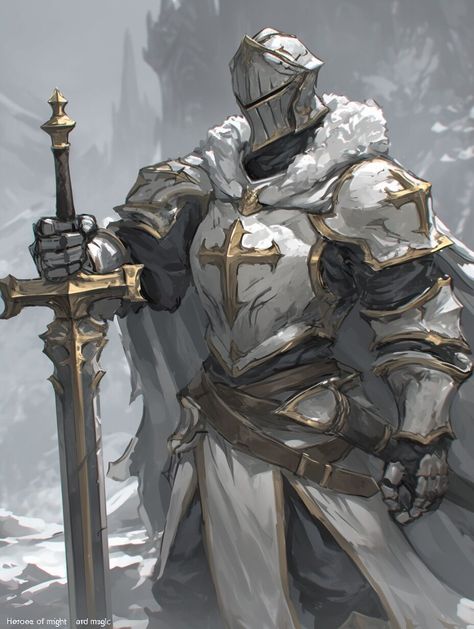 Crusader (Character) —day 5 Oath Of Conquest Paladin Art, Crusader Knight Drawing, Jedi Knight Concept Art, Medieval Armor Illustration, Cool Armor Designs, Knight Art Reference, Dnd Knight Character Design, Cool Knight Armor, Knight Character Art Male