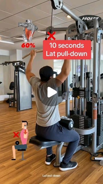 Gym | Fitness on Instagram: "How to do lat pulldown correctly ✅ Follow @gymfit.tips for daily gym/fitness tips🔥 (Collaboration DM📥) Credits🎥:@marvekfit . . . . . . #latpulldown #latpulldowns #latpulldownsgiveyouwings #latpulldownmachine #latpulldownvariation #back #backworkout #backexercise #backexercises #backworkouts #backworkouttips #backworkoutvideo #gymfitness #gymvideos #gymtips #gymadvice #gym #gymworkout #fitnessgym #fitness" Lat Pulldowns, Back Day Workout, Gym Workout Guide, Workout Gym Routine, Gym Workout Plan For Women, Belly Workout Challenge, Lat Pulldown, Breast Workout, Gym Tips