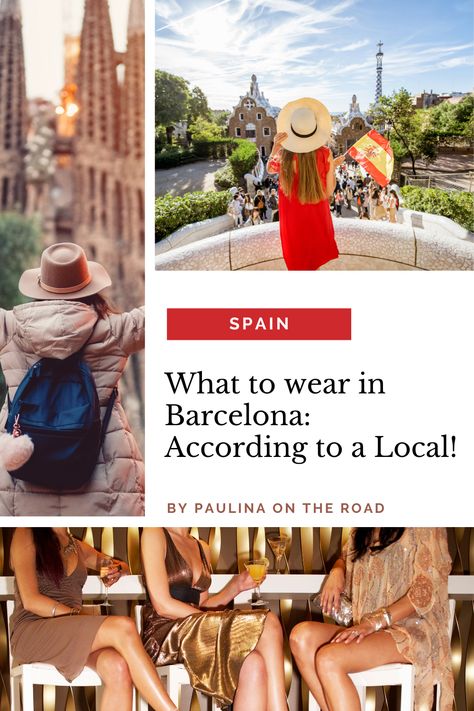 Not sure what to wear in Barcelona throughout the year? From July heat to chilly November evenings, this guide offers stylish and practical outfit ideas. Learn how to stay comfortable in summer street style and transition seamlessly into fall fashion. With tips for men and women, this Barcelona style guide is your perfect packing resource. Barcelona Packing List Fall, Barcelona Outfits January, Barcelona Vacation Outfits, What To Wear In Barcelona Summer, Barcelona Fashion Winter, Outfit Barcellona, Barcelona Spring Outfits, Barcelona Outfit Ideas, Barcelona Summer Outfits