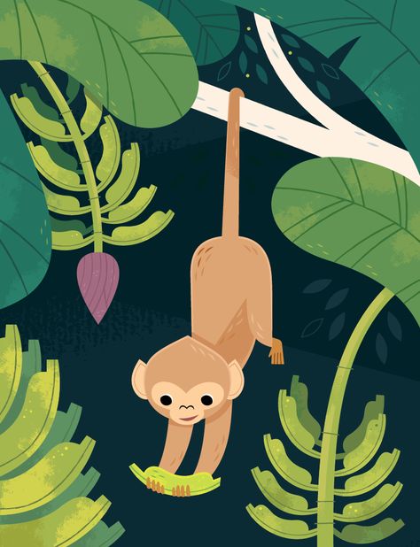 Jungle Monkey Illustration, Monkey Jungle Illustration, Monkey Cute Illustration, Monkey Illustration Design, Monkey Art Illustration, Jungle Animals Illustration, Chimpanzee Illustration, Monkeys Illustration, Monkey Mural