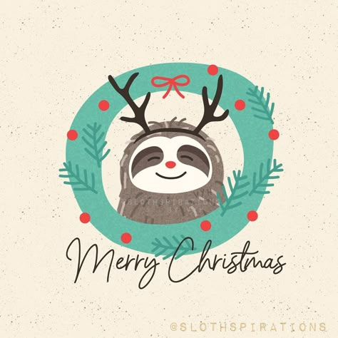 Sloth Christmas Card, Christmas Sloth Drawing, I Pad Drawing, Christmas Tablecloth Ideas, Creative Canvas Ideas, Sloth Meme, Sloth Drawing, Tablecloth Ideas, Sloth Life