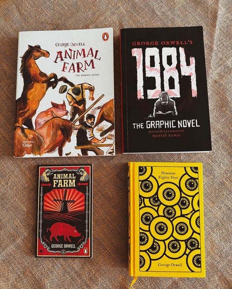 Graphic Novel Classics: Bringing 1984 and Animal Farm to Life! 👀🐷 Book lovers, get ready for a literary adventure like never before! 📚🎨 I’ve always been a huge fan of classic literature, but this year, I’m taking things to the next level by exploring graphic novel adaptations of some of my favorite books. And let me tell you, I’m beyond excited to read the graphic novel versions of George Orwell’s iconic works, 1984 and Animal Farm! 🤩 imagine the dystopian depths of 1984 and the satirical ... Animal Farm Novel, Animal Farm Book, Dystopian Literature, Nineteen Eighty Four, Classic Novels, Dystopian Novels, Life Book, Instagram Graphic, My Favorite Books