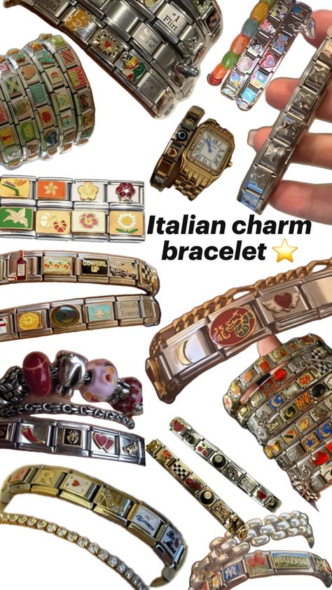 Charms Aesthetic, Italian Bracelet, Italian Charms, Italian Charm Bracelet, Charm Bracelet, Charms, Bracelet