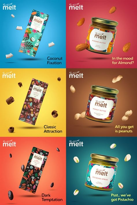 Product Design Ideas Creativity, Creative Product Social Media Post Design, Packaging Social Media Post, Product Branding Ideas, Food Social Media Post Design Ideas, Social Media Design For Food, Aesthetic Product Design, Food Product Social Media Post, Chocolate Social Media Post