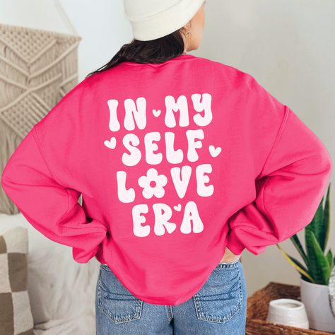 Use this free In My Self Love ERA SVG to create Valentine's Day t-shirts, hoodies, stickers, and more that you can wear all year long! Self Love Tshirts, Valentines Hoodie, Valentines Shirts, Hoodies Stickers, Graphic Shirt Design, Valentines Day Shirt, Style Korea, Valentine T Shirts, Create Shirts