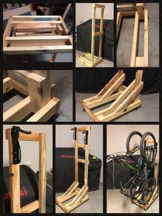 Bike Stand Diy, Rack Velo, Diy Bike Rack, Vertical Bike Rack, Bike Storage Garage, Bike Storage Rack, Support Velo, Diy Garage Door, Bicycle Storage