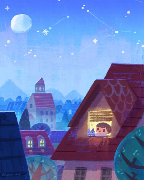 Silent Night on Behance Silent Illustration, 동화 삽화, Night Illustration, Book Illustration Art, Arte Fantasy, Silent Night, Christmas Illustration, Illustrations And Posters, Childrens Illustrations