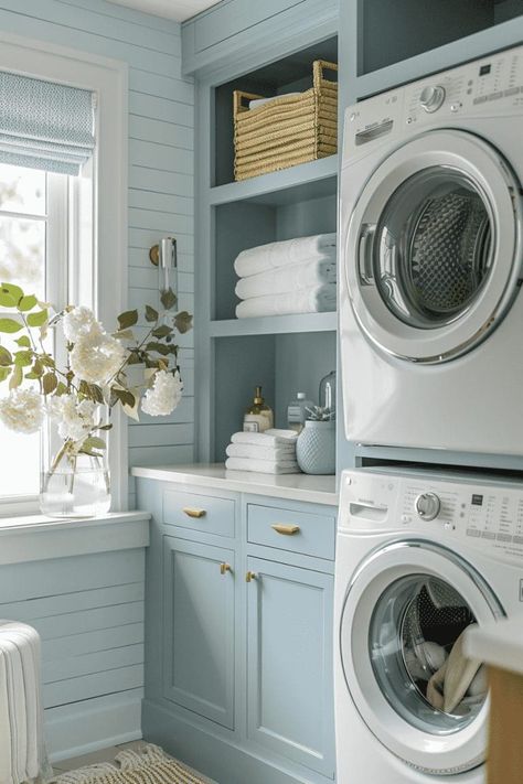 24 Best Stacked Laundry Room Ideas for Small Spaces 62 24 Best Stacked Laundry Room Ideas for Small Spaces Stacked Laundry Room Ideas, Washer Dryer Laundry Room, Stacked Laundry, Stackable Laundry, Tiny Laundry, Stacked Laundry Room, Laundry Room Ideas Small Space, Small Laundry Room Organization, Tiny Laundry Rooms