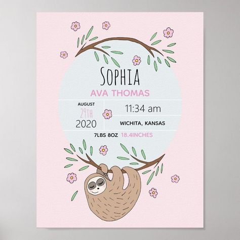 Statistical Marvels: Newborn Stats Posters Sloth Doodle, Baby Footprints Christmas, Baby Milestone Chart, Baby Handprint Art, Baby Handprint Crafts, Announcement Poster, Dragon Baby Shower, First Birthday Posters, Its A Girl Announcement