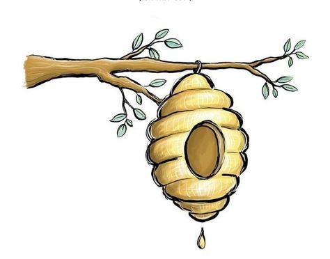 Bee Hive Watercolor, Honey Clipart, Honey Bee Drawing, Bee Sketch, Cute Bees, Bee Drawing, Bee Clipart, Cute Winnie The Pooh, Dreamy Artwork