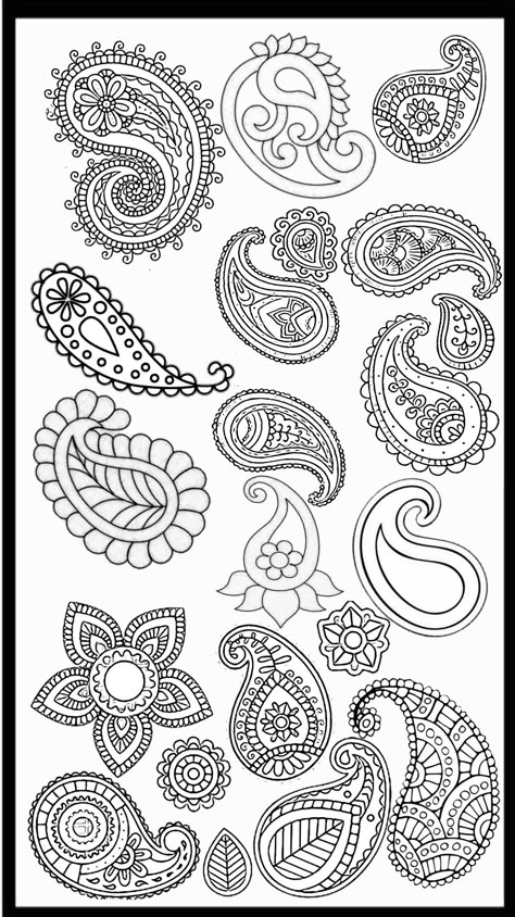 Easy Paisley Pattern Simple, Paisley Nail Art, Simple Paisley, Paisley Drawing, Paisley Doodle, Fineliner Art, Gond Painting, Doodle Bug, Paisley Motifs