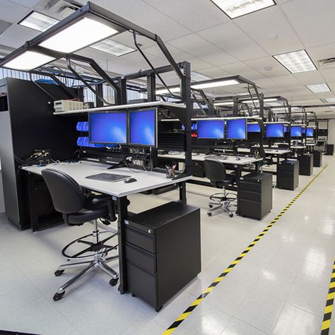 Electronics Lab Workbenches, Electronics Workspace, Workstation Setup, Laboratory Furniture, Tech Desk, Furniture Workshop, Workbench Designs, Tech Lab, Garage Design Interior