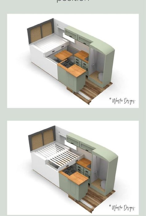 Caravan Interior Layout, Small Camper Vans Ideas, Campervan Interior Layout, Campervan Layout, Yellow Kitchen Cabinets, Home Inspo Minimalism, Home Inspo Modern, Camper Interior Design, Home Inspo Cozy