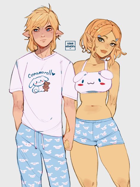 “couple matching” Exposed Nerve, Lethal Company, Link And Zelda, Tatuaje A Color, Zelda Art, Cute Couple Art, Arte Fantasy, Couple Drawings, Cute Art Styles