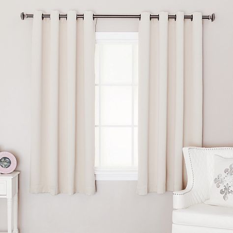 short curtains - square bedroom window Short Curtains Bedroom, Window Curtains Ideas, Curtains Behind Bed, Short Window Curtains, Minimalist Curtains, Window Curtains Bedroom, Small Curtains, Small Window Curtains, Window Treatments Bedroom