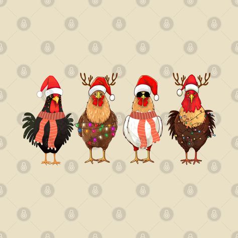 Chicken Christmas Lights Farm Animal Funny Xmas - Chicken Christmas Lights - T-Shirt | TeePublic Christmas Chicken Wallpaper, Christmas Farm Animals Paintings, Christmas Chicken Painting, Funny Christmas Animals, Funny Christmas Art, Christmas Chicken Art, Christmas Animals Illustration, Funny Chicken Pictures, Barnyard Christmas