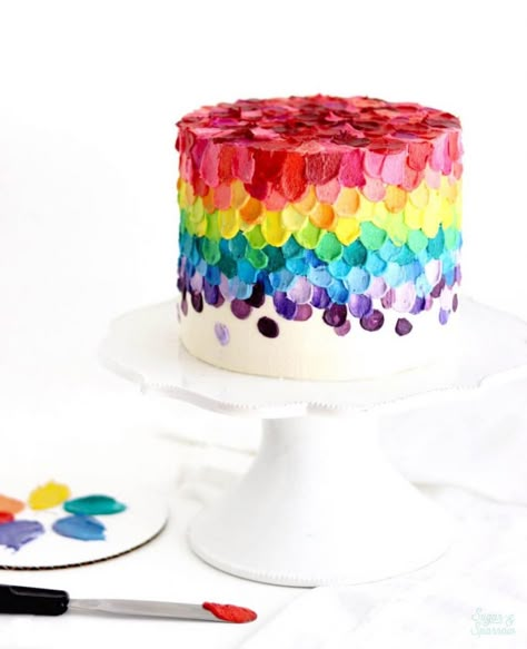 Sugar & Sparrow's Best of 2020 - Sugar & Sparrow Rainbow Cake Designs, Rainbow Cake Ideas, Rainbow Cakes, Rainbow Birthday Cake, Watercolor Cake, Rainbow Birthday Party, Cute Birthday Cakes, Rainbow Party, Colorful Cakes