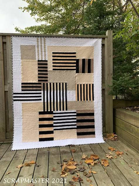 S C R A P M A S T E R: "Elements" Masculine Quilts, Fun Quilts, Neutral Quilt, Modern Quilting Designs, Modern Quilt Blocks, Improv Quilting, Black And White Quilts, Improv Quilts, Abstract Quilt