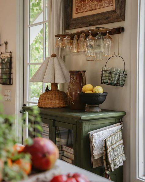 Our Layered Cottage Kitchen — The Tiny Canal Cottage Cosy Dining Room Ideas Small Spaces, Cozy Cottage Aesthetic Interior, Small Kitchen No Island, Traditional Eclectic Kitchen, Cottage Core Kitchen Inspiration, Cosy Kitchen Aesthetic, Bookshelves In Kitchen, Cottage Kitchen Window, Deconstructed Kitchen