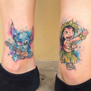 Lilo and Stich for Nela on the ankles 💚 #lilotattoo #liloandstich #liloandstitchtattoo #disneyart #disneytattoo #disneytattooart… Matching Disney Tattoos, Disney Couple Tattoos, Tato Phoenix, Disney Stitch Tattoo, Lilo And Stitch Tattoo, Disney Sleeve, Stitch Tattoo, Couple Tattoos Unique, Tattoo Magazine