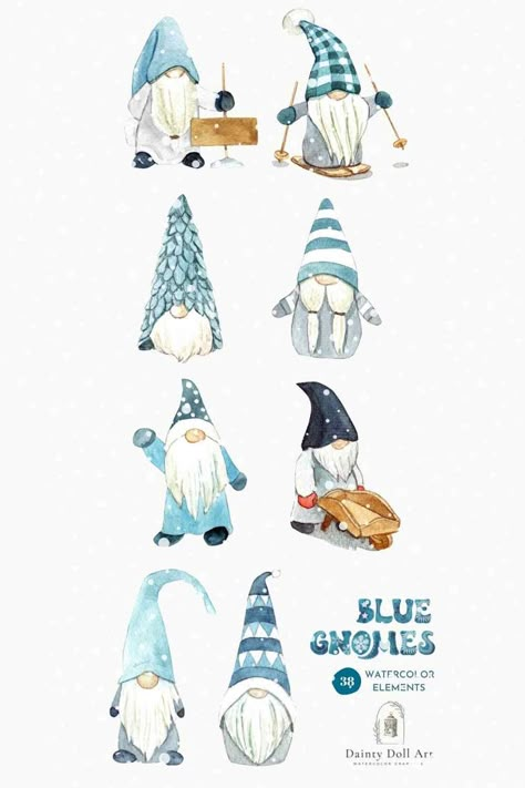 Winter Gnome Illustration Christmas Draw, Scandinavian Color Palette, Christmas Knomes, Gnome Illustration, Painting Types, Gnome Paint, Winter Gnomes, Cute Gnomes, Branding Kits